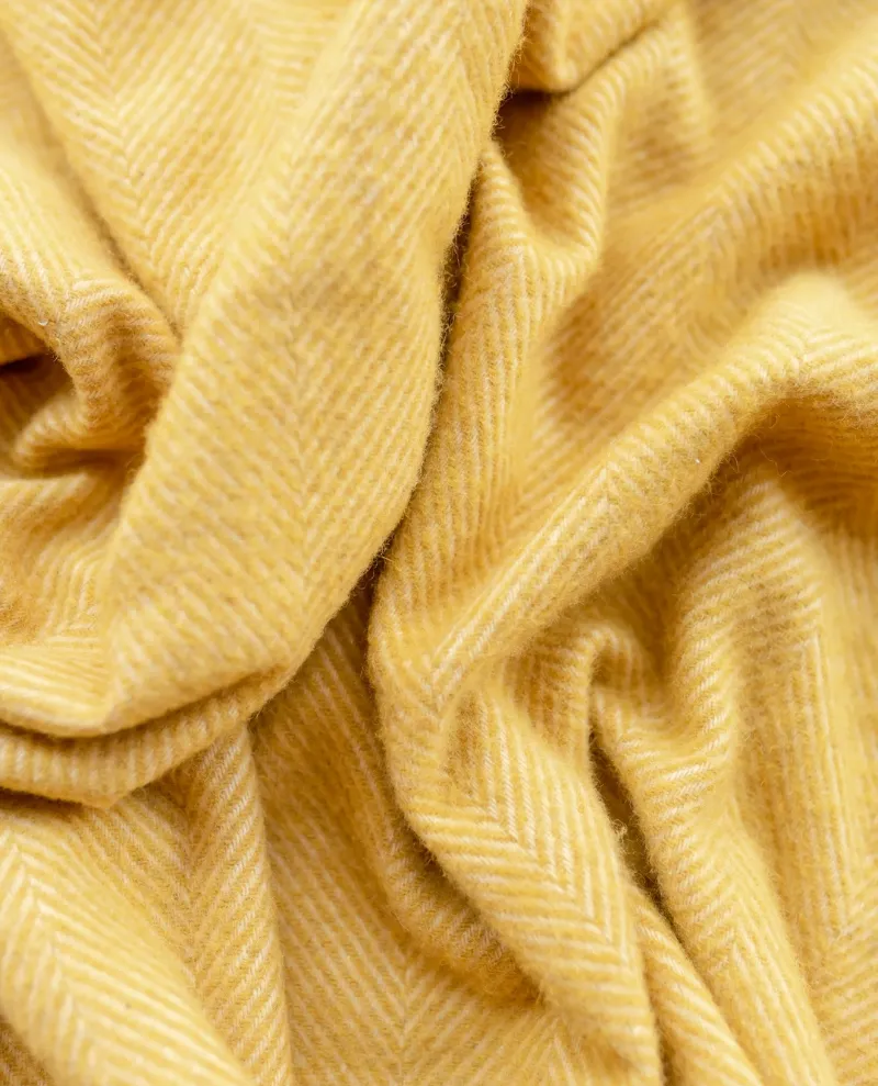 TBCo. Recycled Wool Blanket in Mustard Herringbone