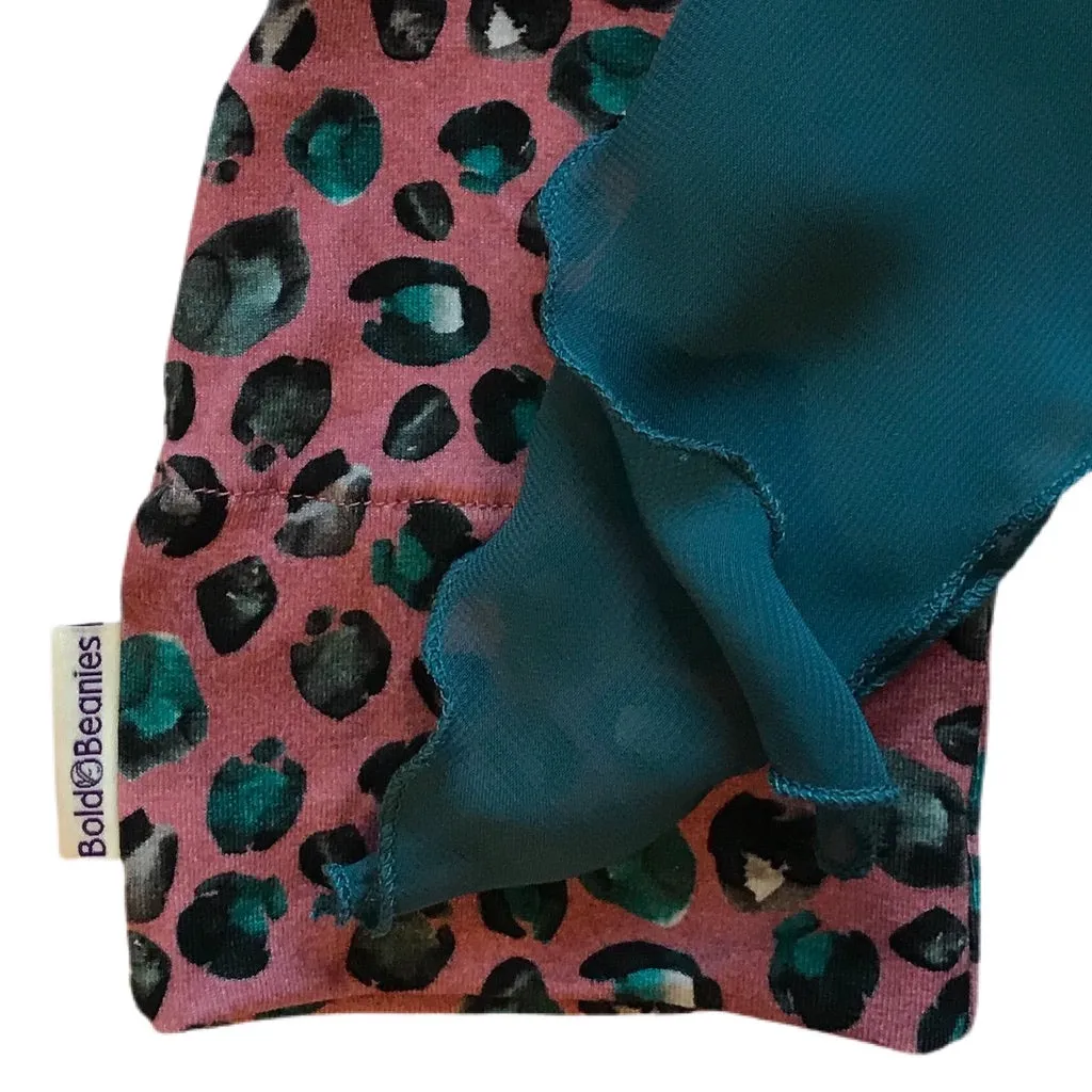 Teal & Rose Leopard Beanie Chemo Hat