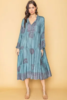 Teal Bohemian Onesize Gauze Dress