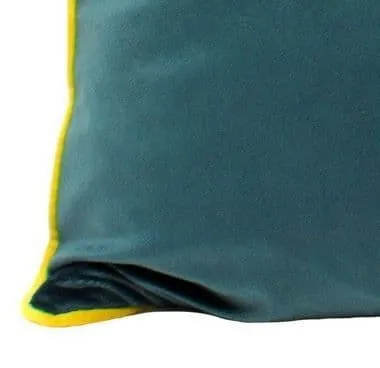 Teal Green & Yellow 55cm Velvet Cushion