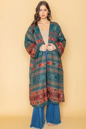 Teal Maxi Open Duster Kimono