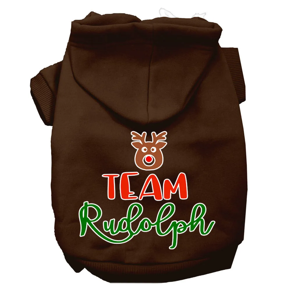 Team Rudolph Screen Print Dog Hoodie Brown M