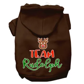 Team Rudolph Screen Print Dog Hoodie Brown M