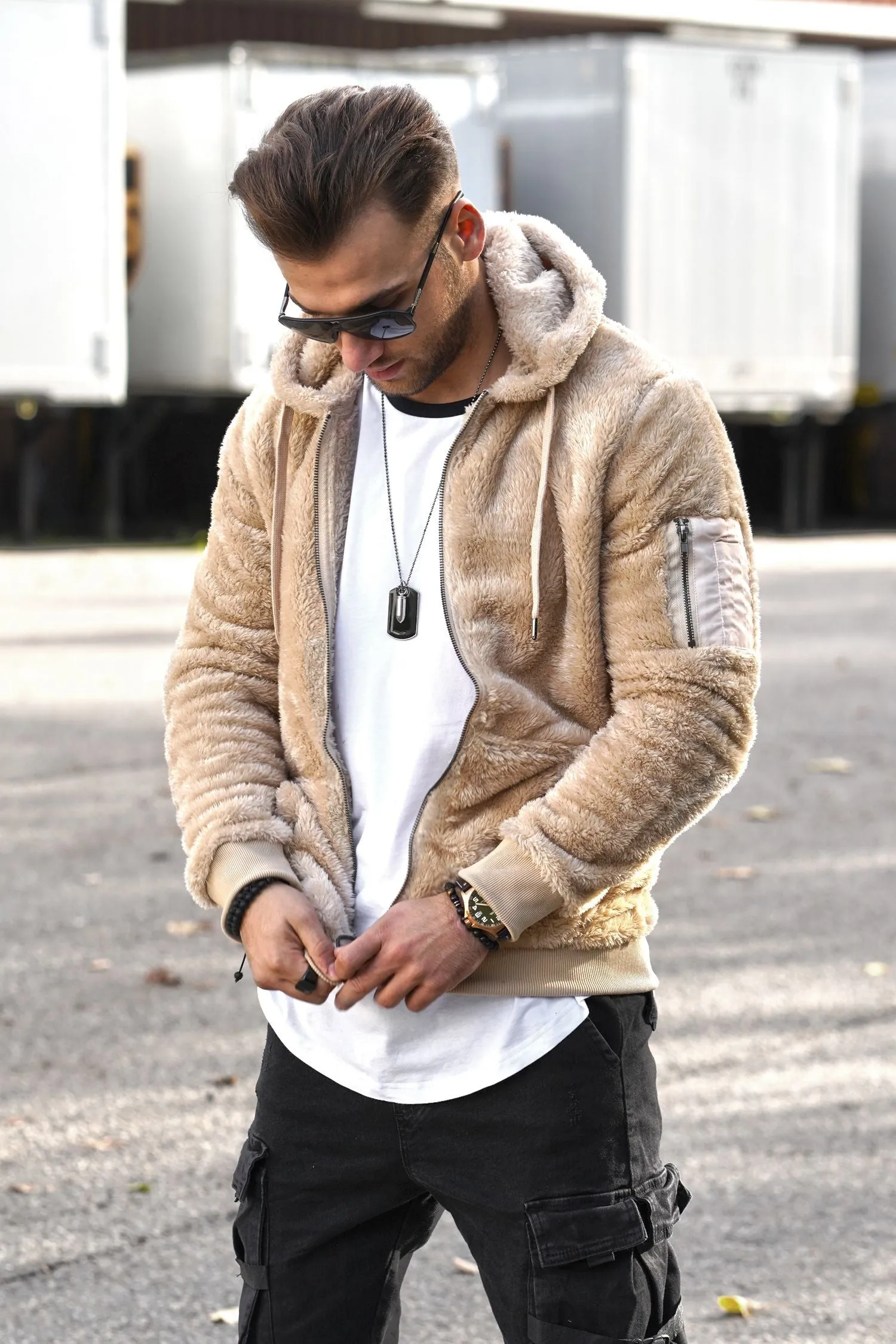 Teddy Fleecejacke Beige 21044