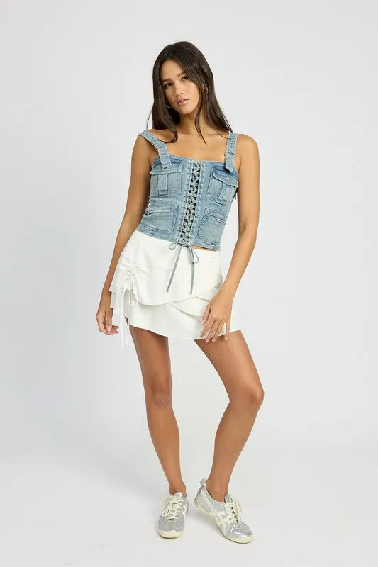 TEEK - CARGO DENIM CORSET TOP