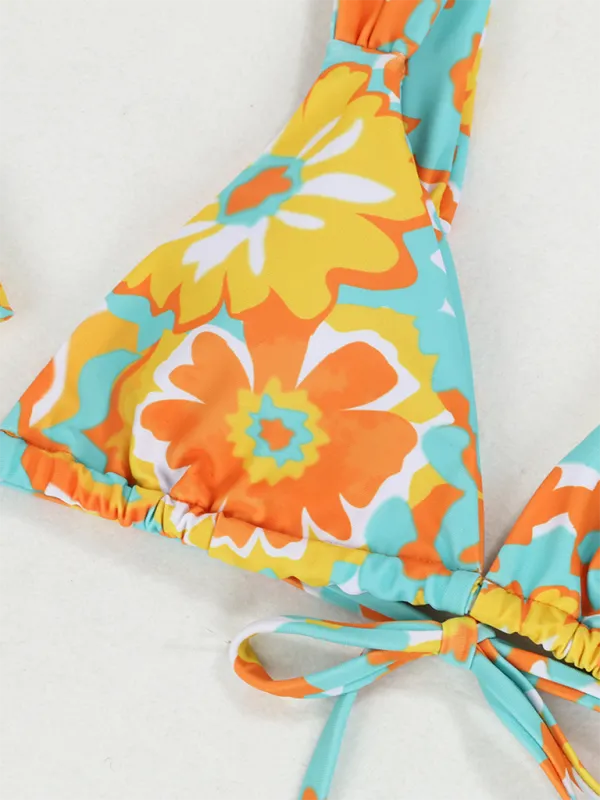 TEEK - Four Piece Backless Printed Bikini