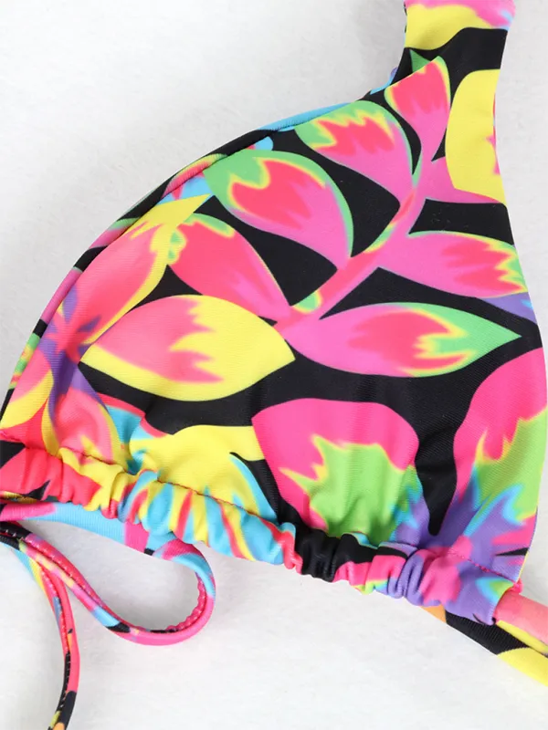 TEEK - Four Piece Backless Printed Bikini