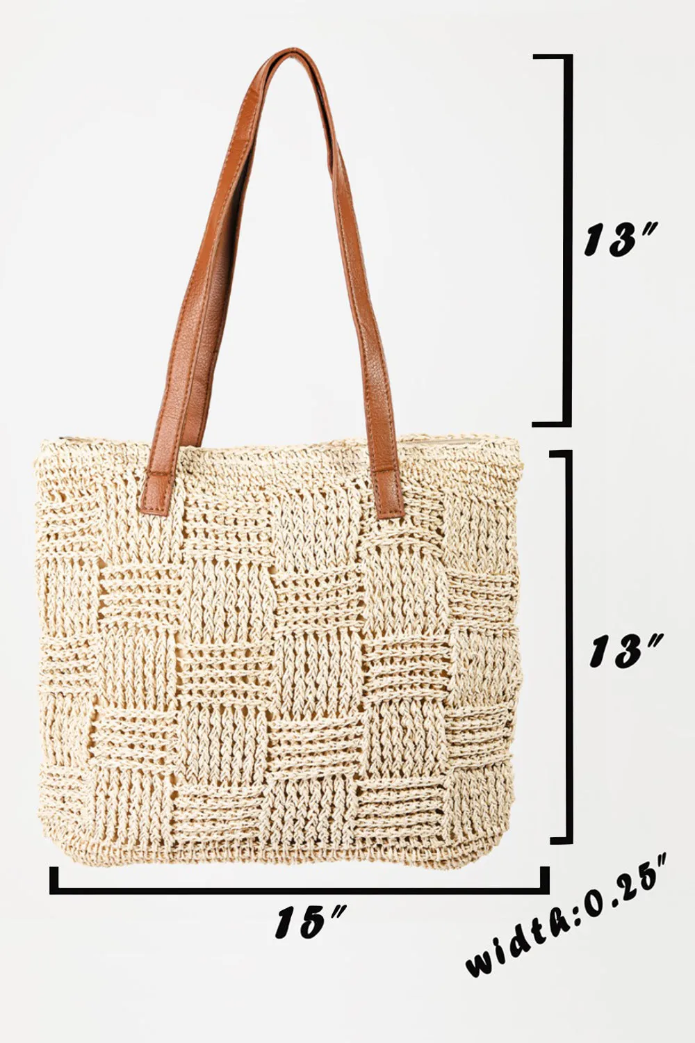 TEEK - Ivory Fame Braided Faux Leather Strap Tote Bag