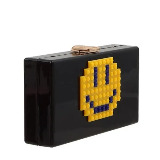 TEEK - Pixelated Smiley Face Clutch Evening Bag