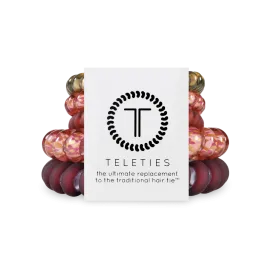 Teleties Hair Tie - Large and Small Band Pack of 5 - Burgundy Bliss