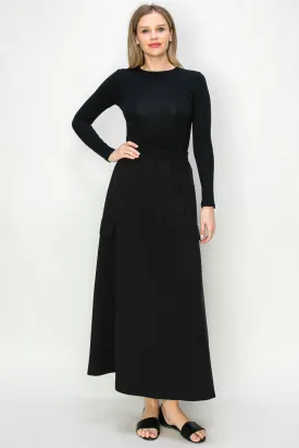 Terry A-Line  Midi and Maxi Length Skirt With Cargo Pockets