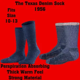 Texas Denim Thermal Socks for Men - Warm, Durable, Cotton-Poly Blend 10-13