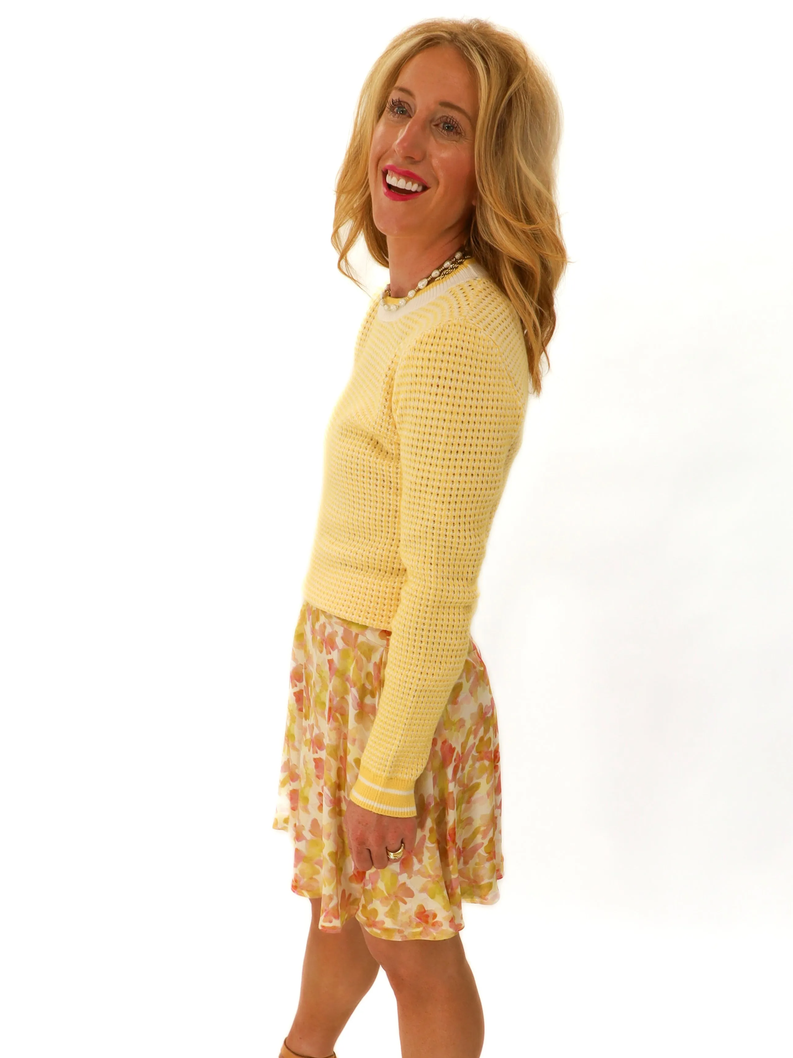 Teya Knit Sweater In Spring Yellow