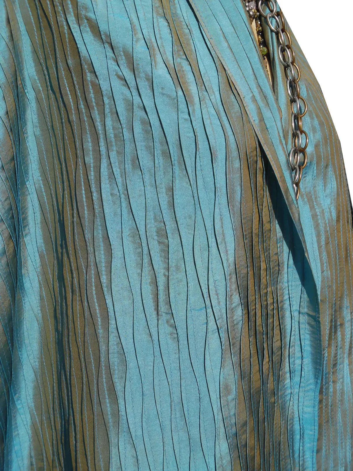 Thai Silk Pintuck Pleated Shawl Peacock