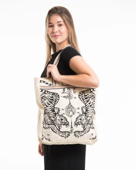 Thai Tattoo Canvas Everyday Tote Bag in Natural