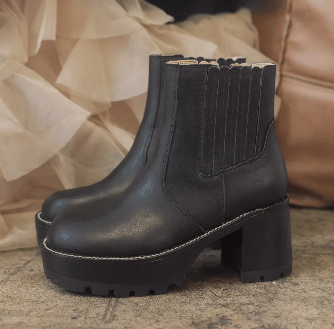 The Allison Midnight Chunky Platform Paneled Boots