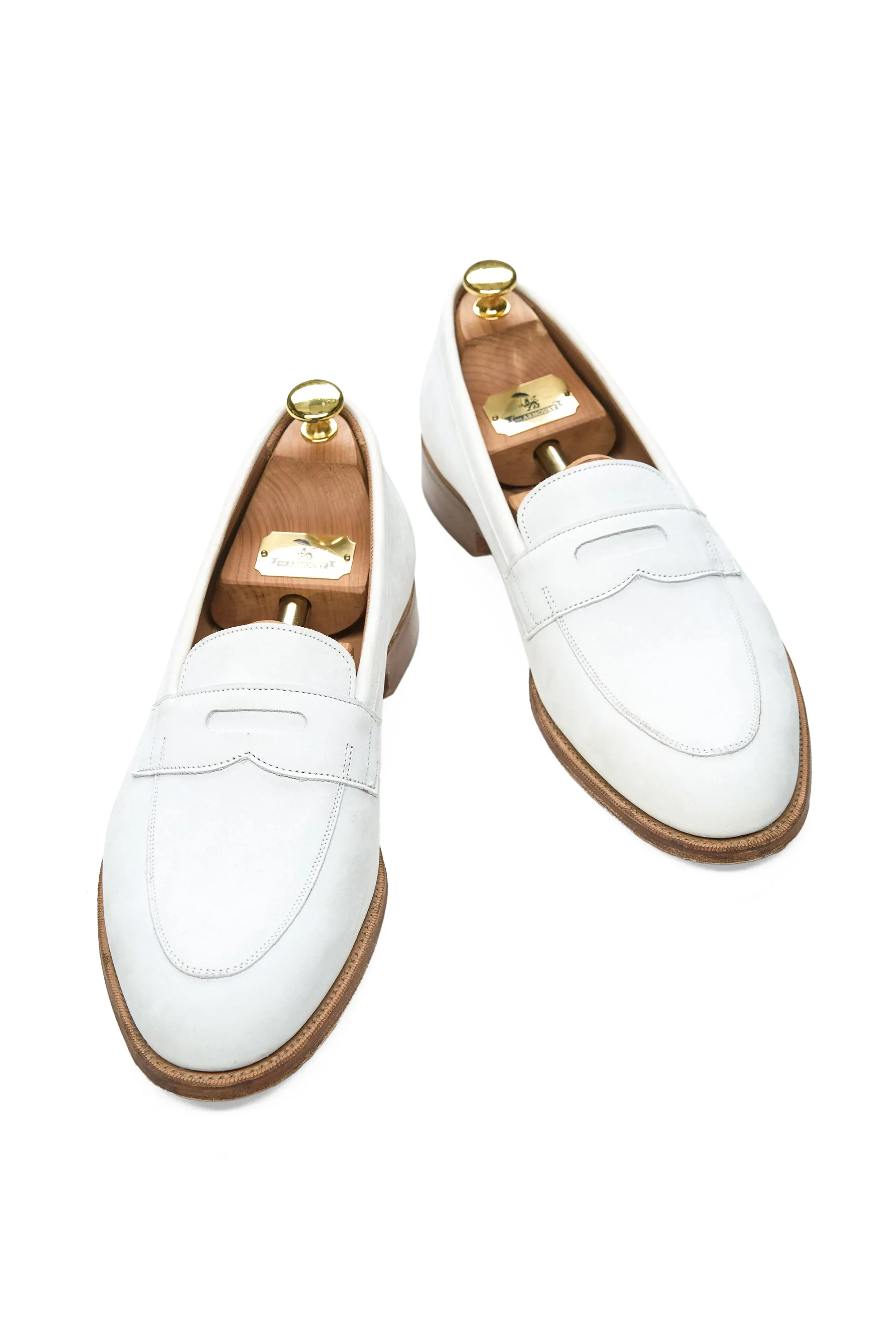 The Armoury Jiro Duane II White Nubuck Calf Penny Loafers *factory seconds*