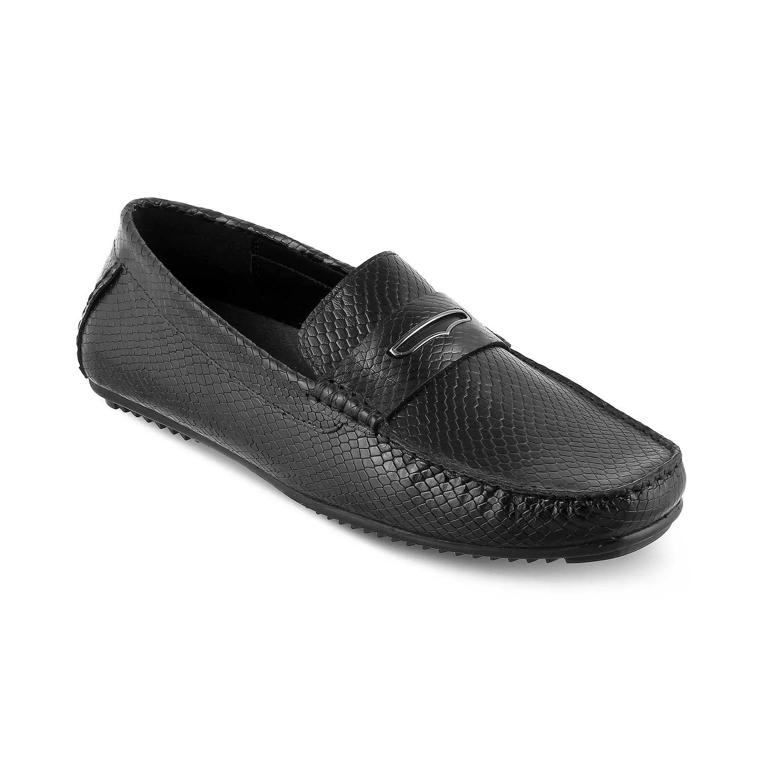 The Astro Black Men's Leather Loafers Tresmode