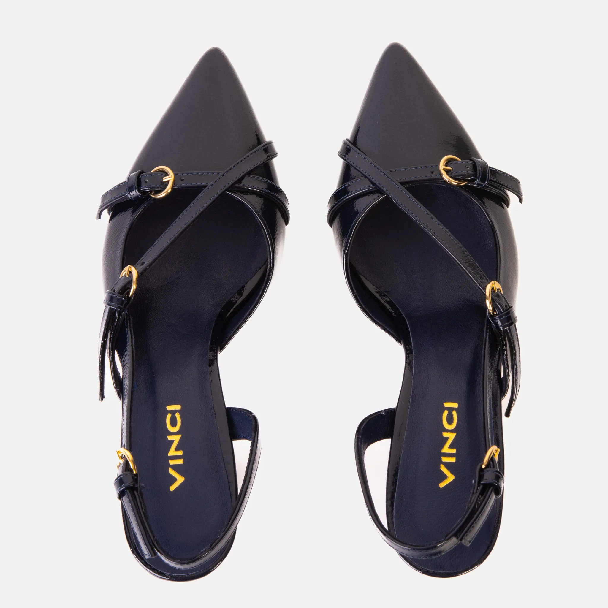 The Atlantic Navy Blue Leather Slingback Women Sandal