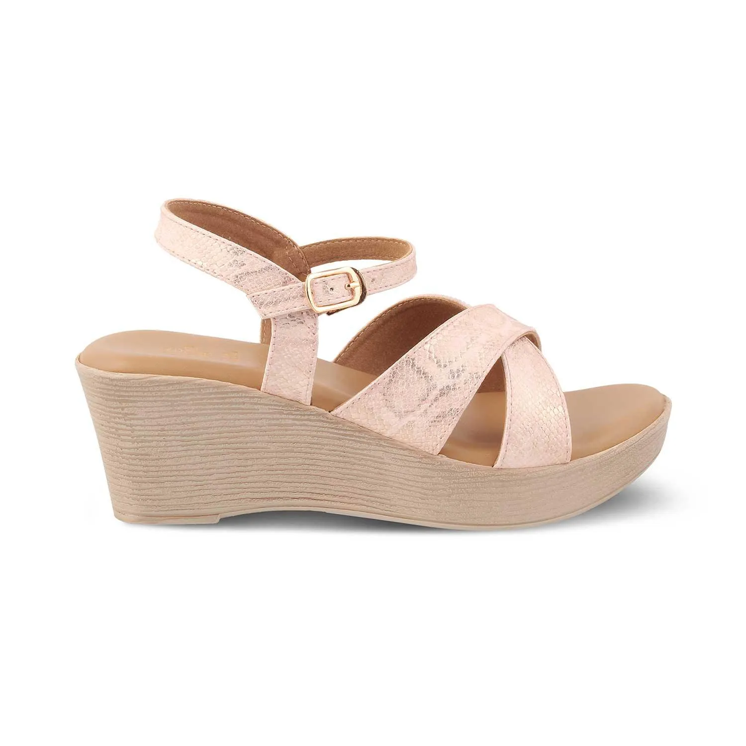 The Avio Champagne Women's Dress Wedge Sandals Tresmode