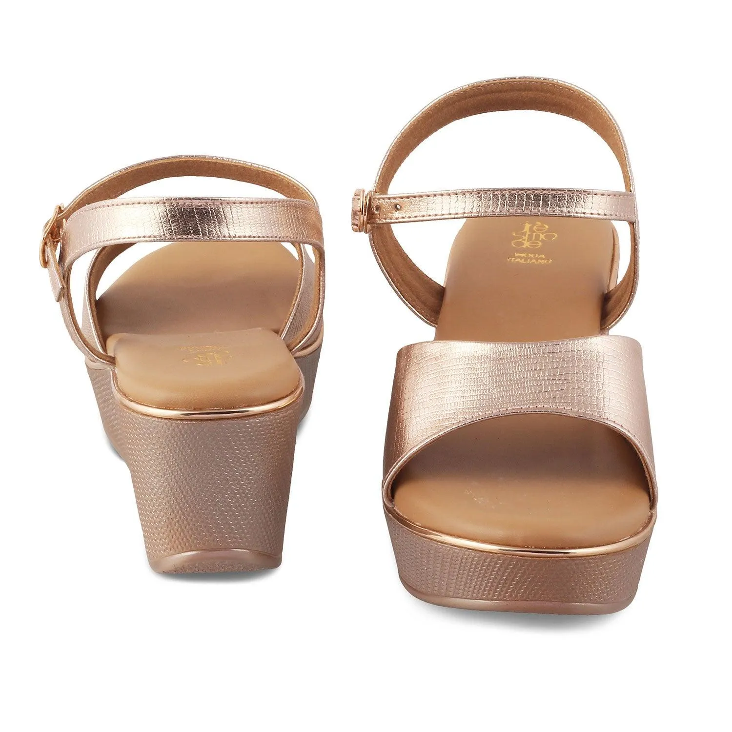 The Bannes Champagne Women's Dress Wedge Sandals Tresmode