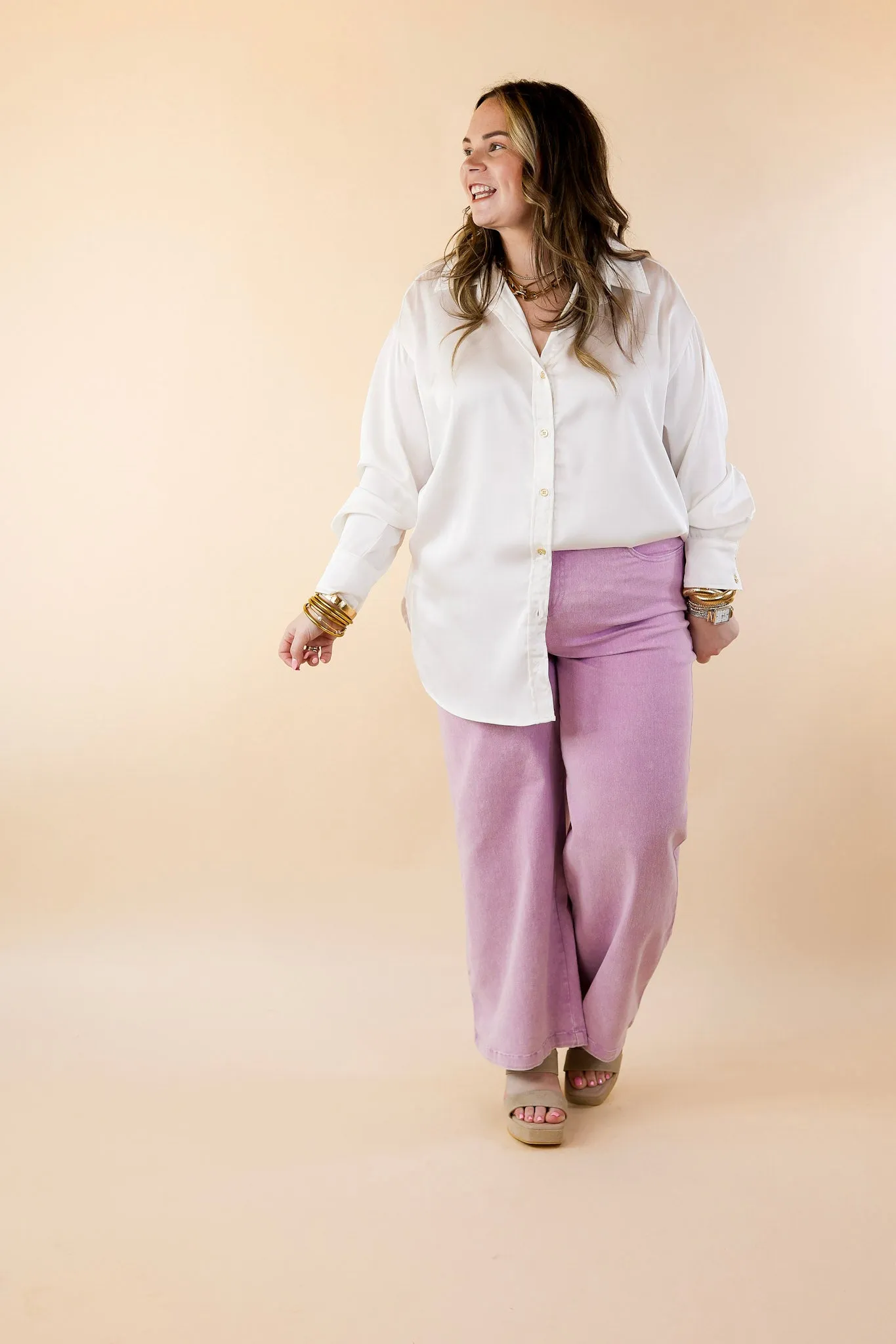 The Best Cropped Wide Leg Jeans in Lavender Purple