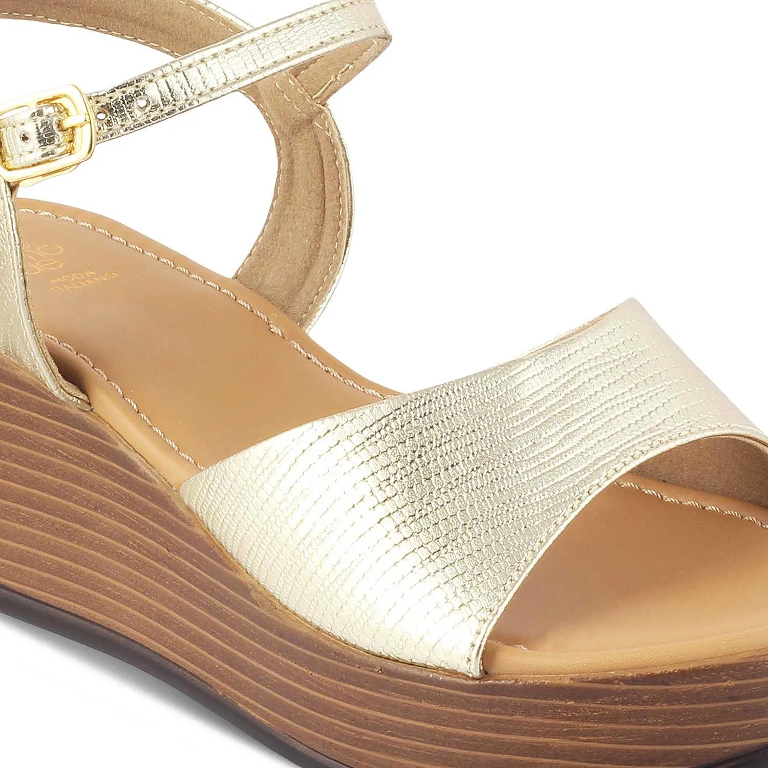 The Cannes Gold Women's Dress Wedge Sandals Tresmode