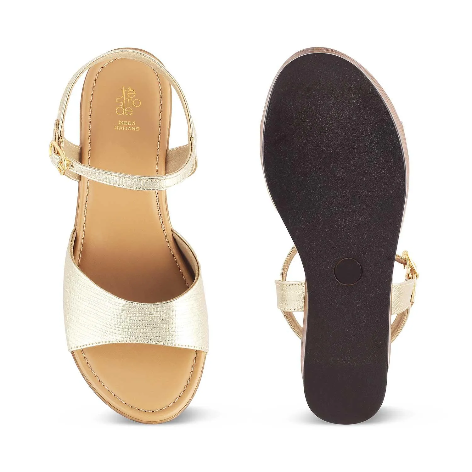 The Cannes Gold Women's Dress Wedge Sandals Tresmode