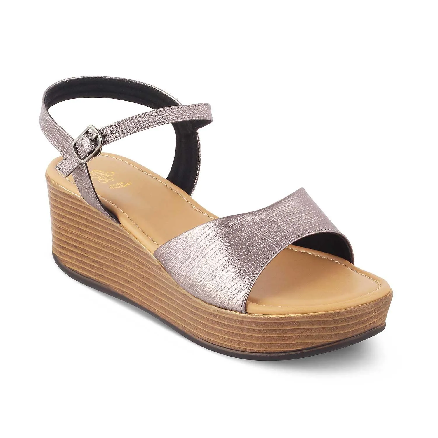 The Cannes Pewter Women's Dress Wedge Sandals Tresmode