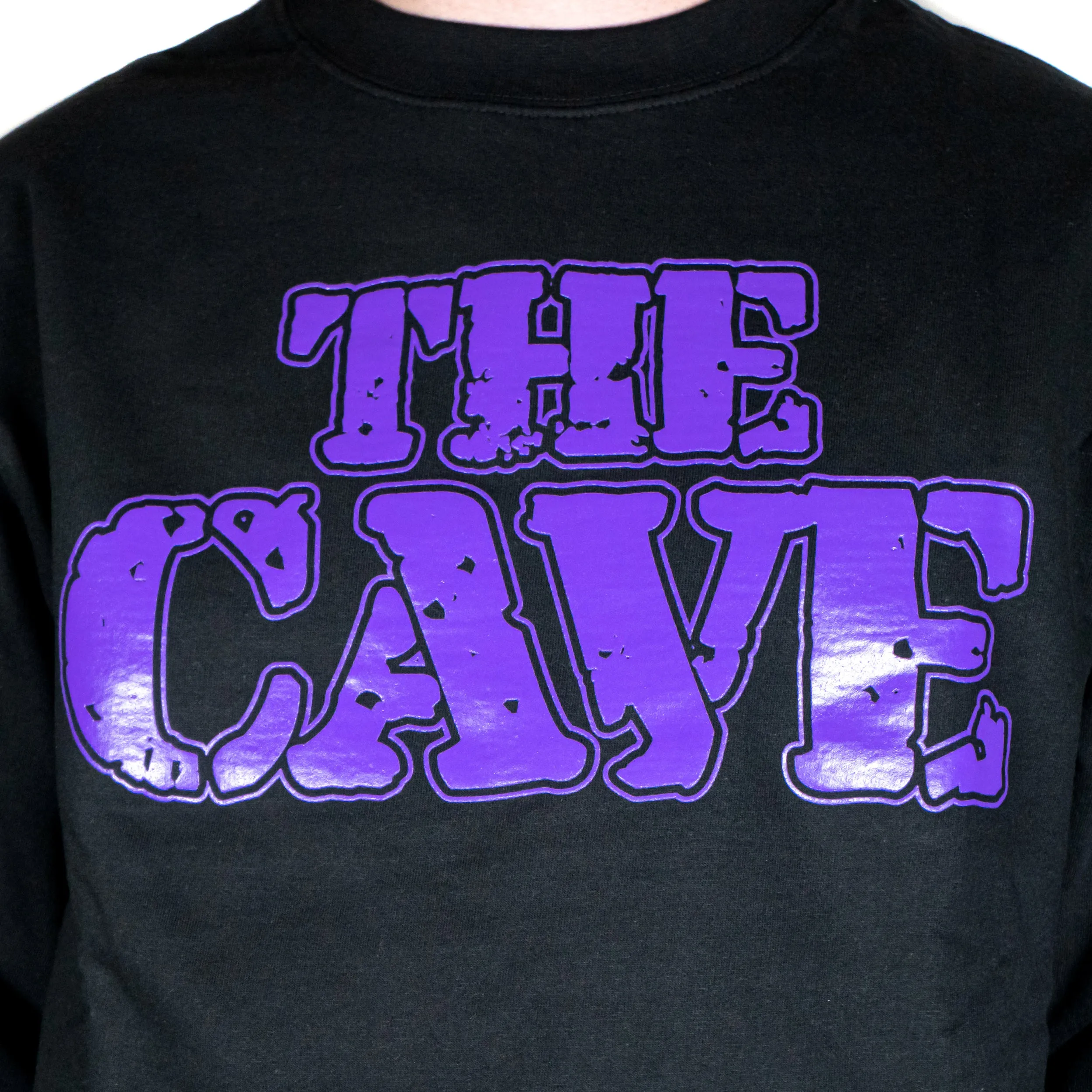 The Cave - Crew Neck Sweatshirt - Classic Logo - Black & Purple - Large