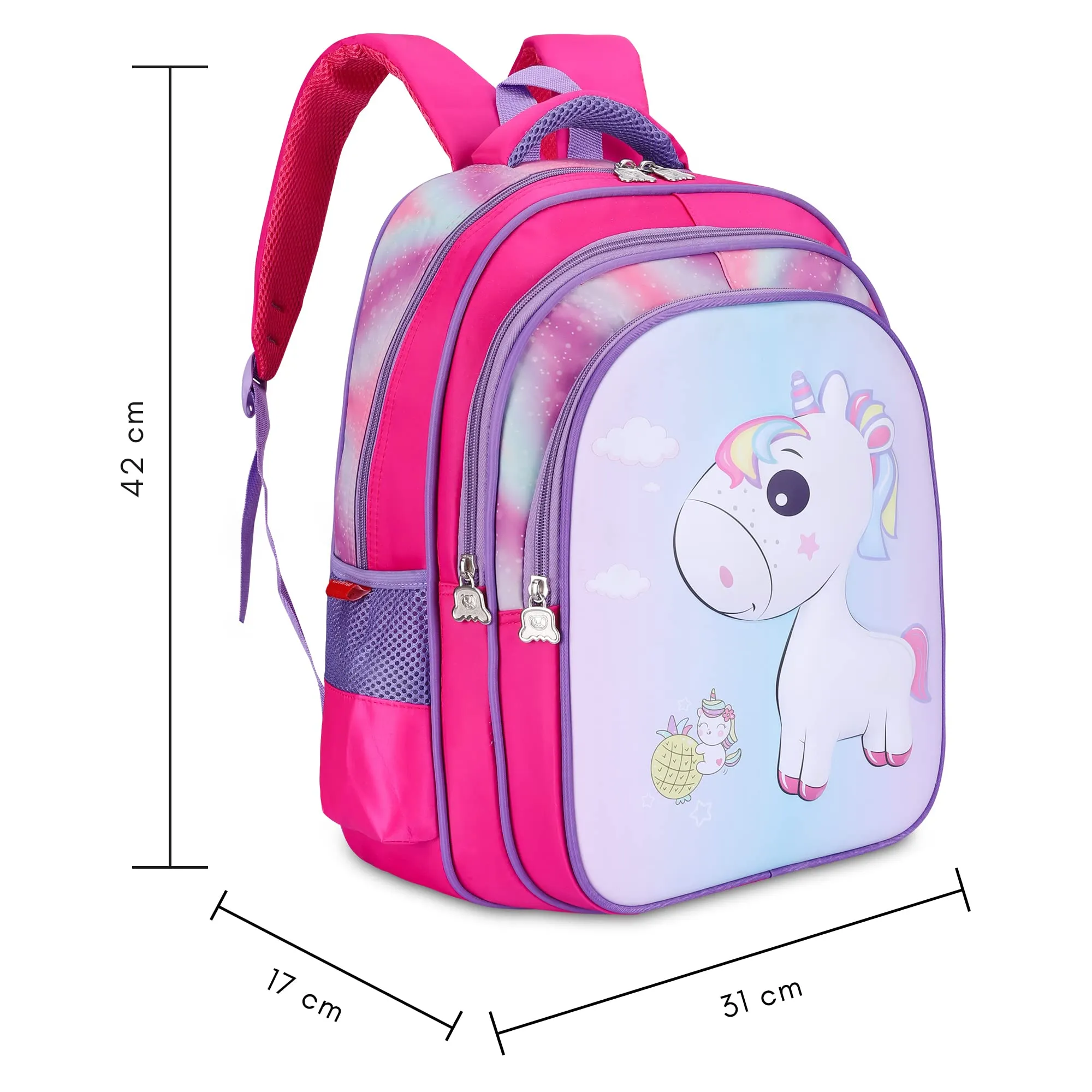 THE CLOWNFISH KidVenture Series Polyester 23 Litres Kids Backpack School Bag Daypack Sack Picnic Bag for Tiny Tots Child Age 5-7 years (Dark Pink)