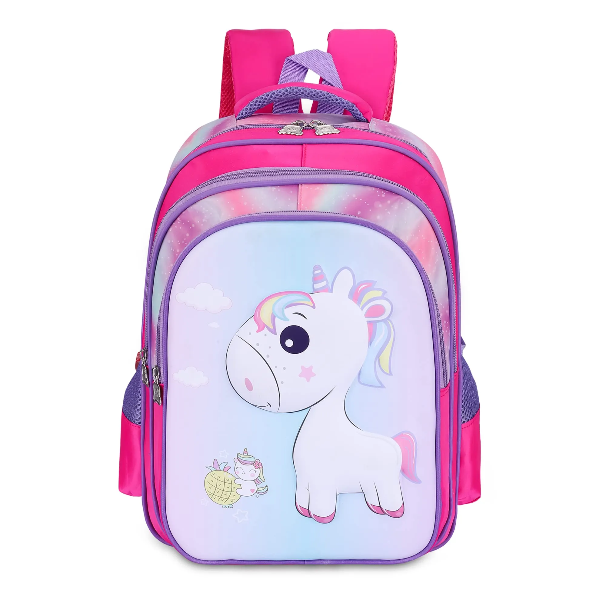 THE CLOWNFISH KidVenture Series Polyester 23 Litres Kids Backpack School Bag Daypack Sack Picnic Bag for Tiny Tots Child Age 5-7 years (Dark Pink)