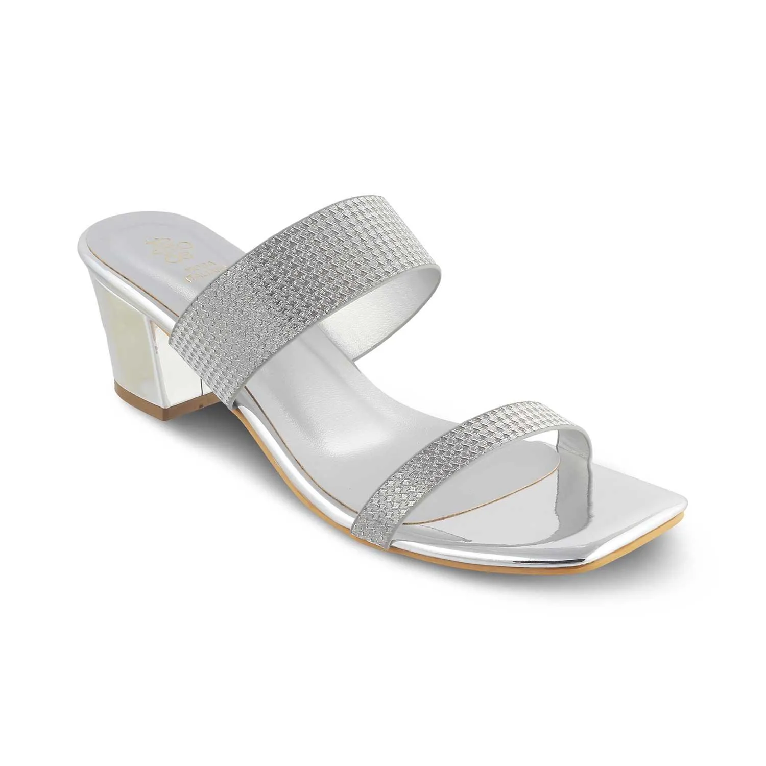 The Cos Silver Women's Dress Block Heel Sandals Tresmode