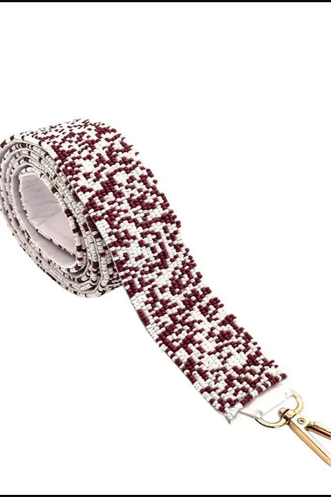 The Courtney Hand Beaded Confetti Strap - MAROON   WHITE