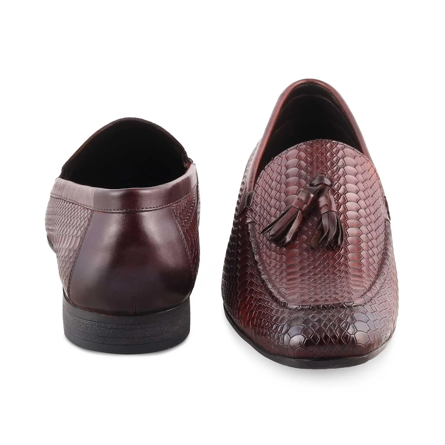 The Cytas Brown Men's Leather Tassel Loafers Tresmode