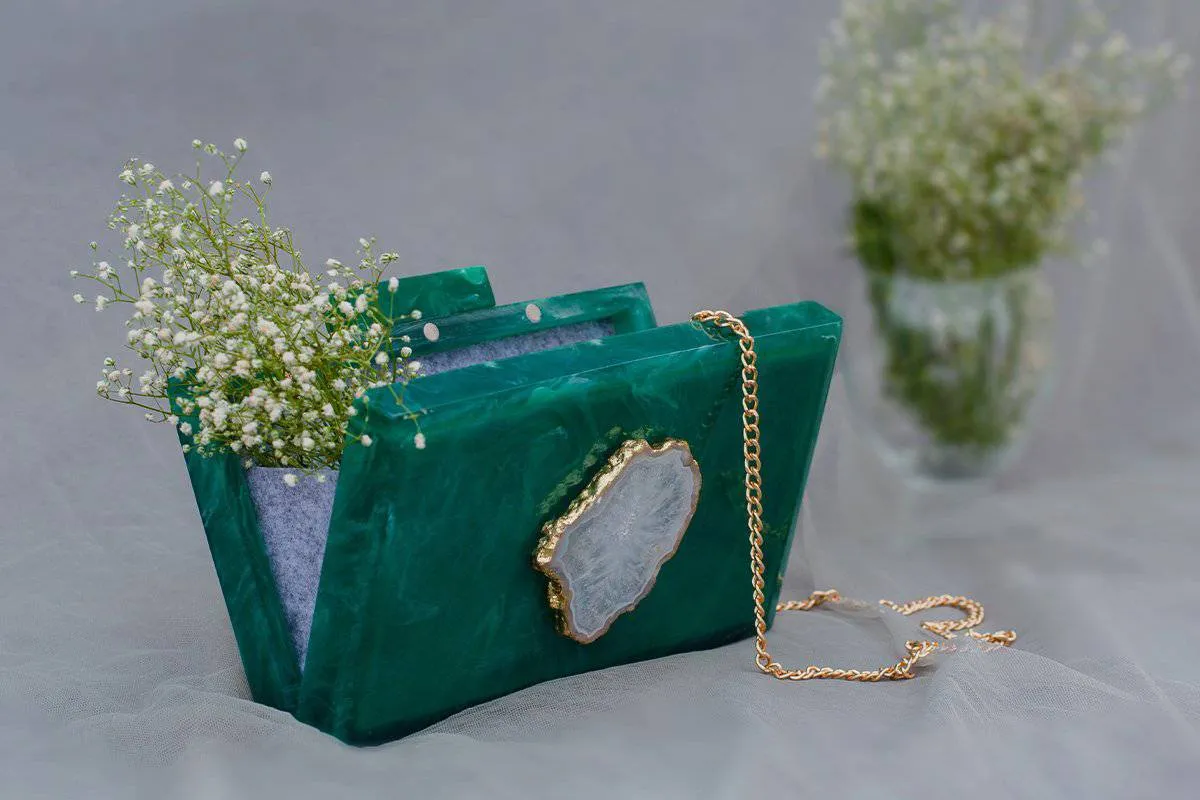 The  Green Baroque Rectangular Clutch