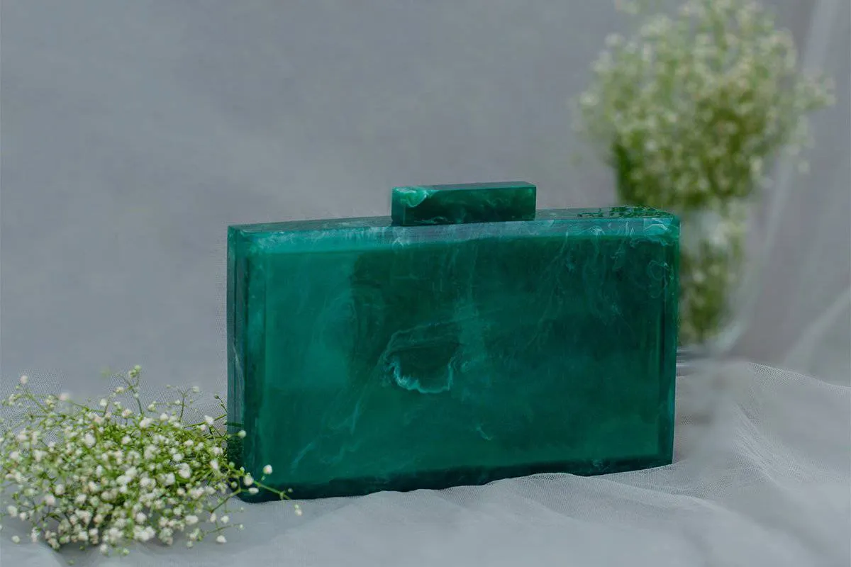 The  Green Baroque Rectangular Clutch