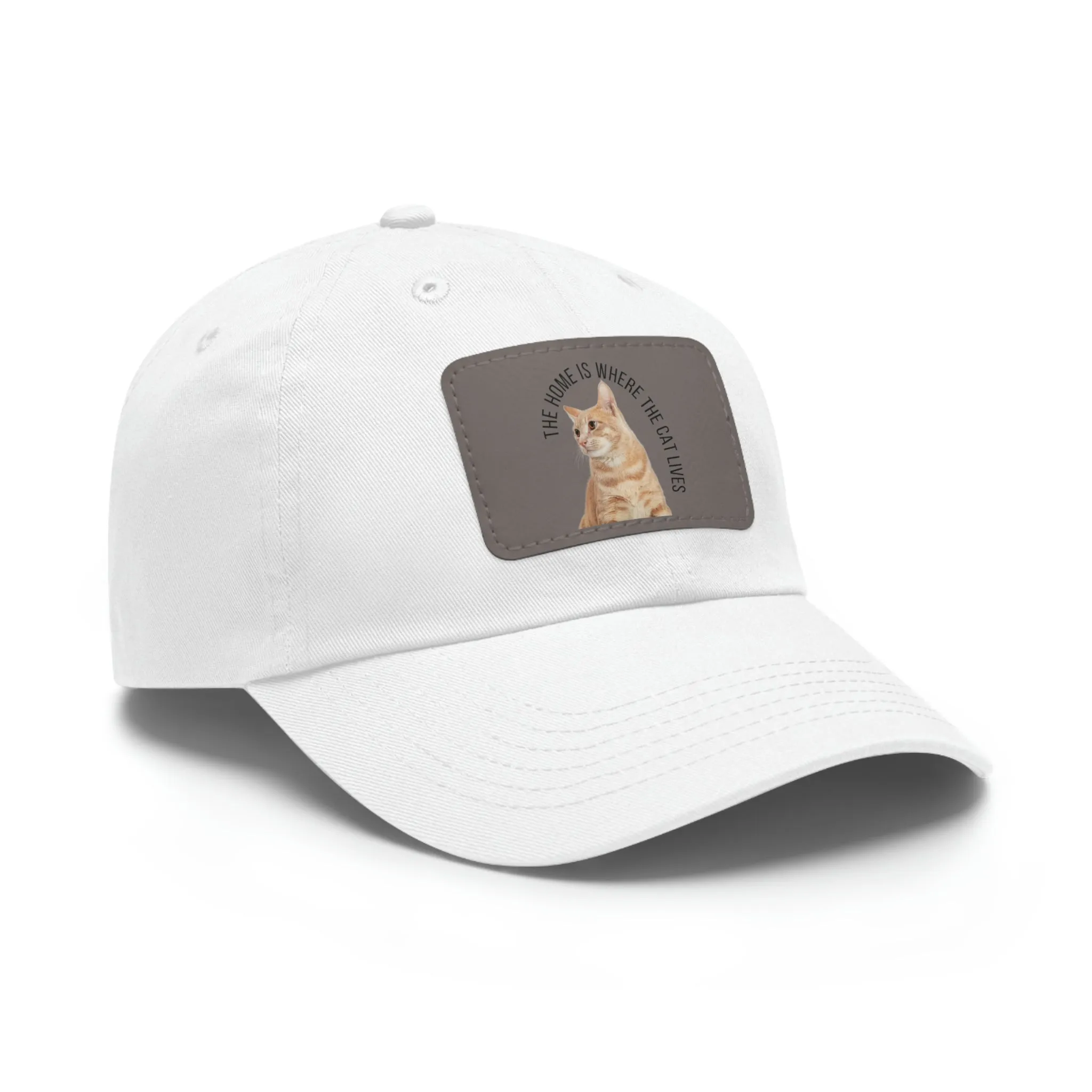 The Home Is Where The Cat Lives POD Dad Hat with Leather Patch (Rectangle)