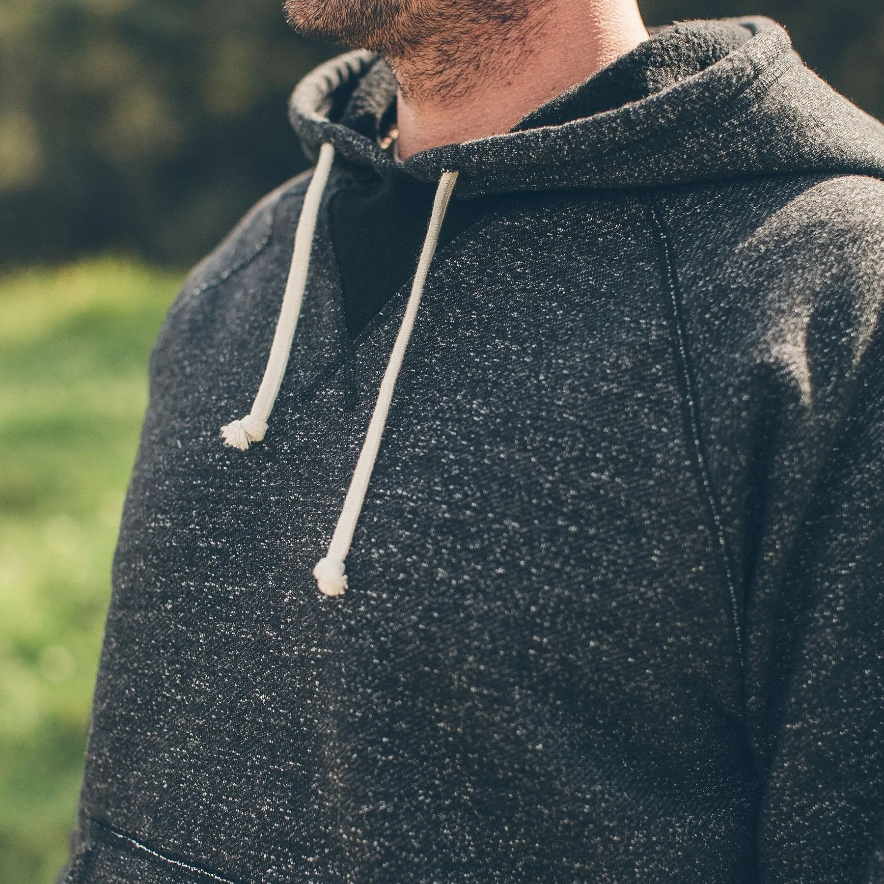 The Hoodie in Charcoal Fleck Fleece