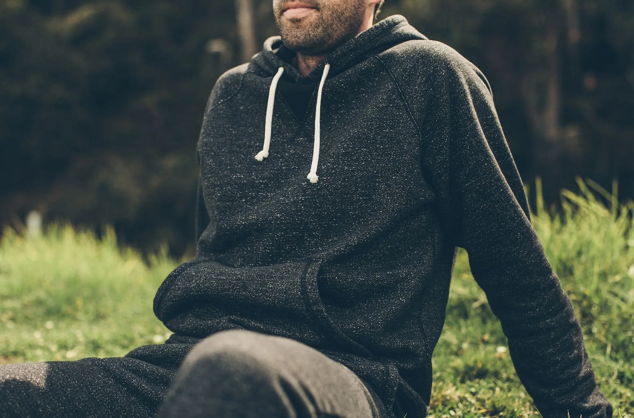 The Hoodie in Charcoal Fleck Fleece