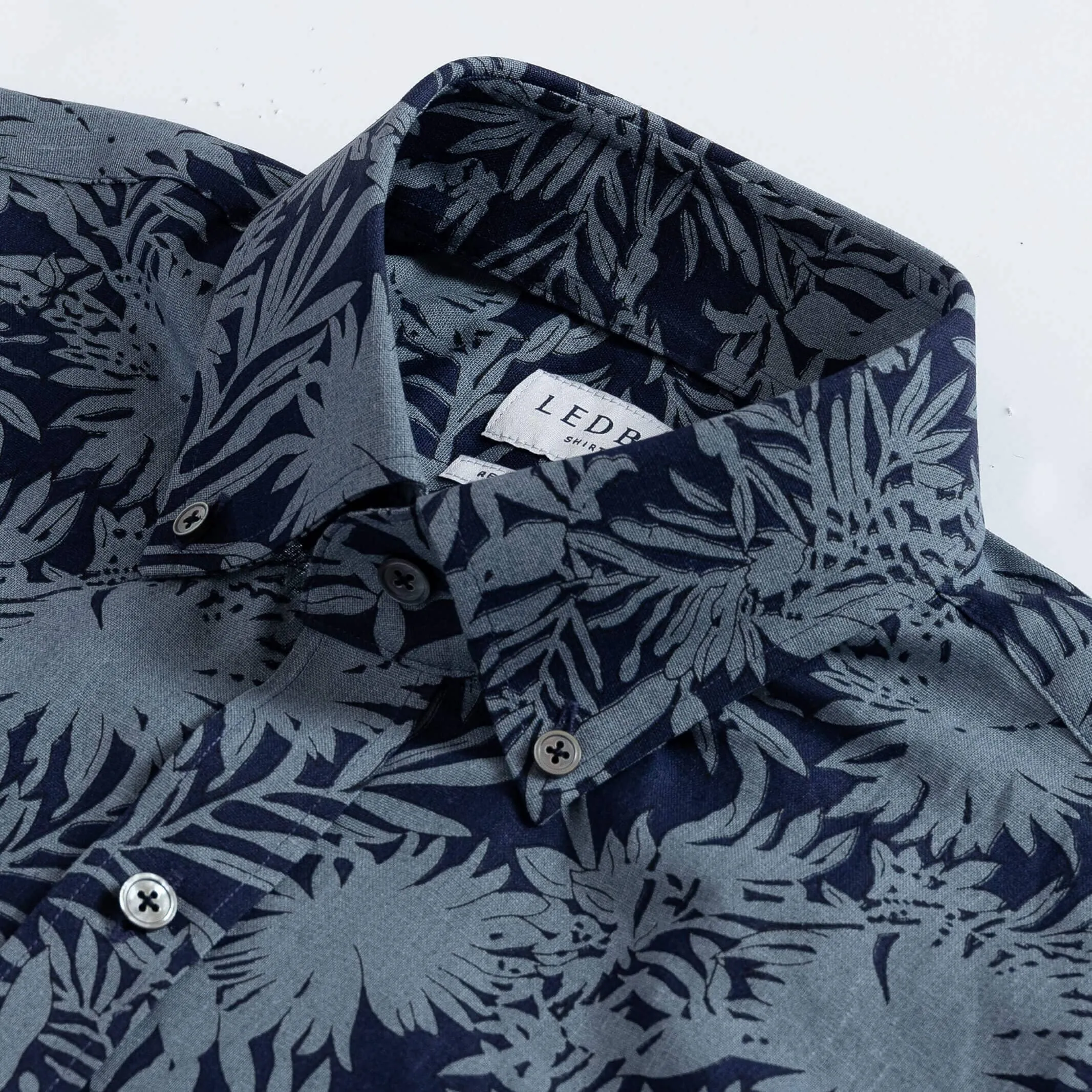 The Indigo Onaway Cotton Linen Tropical Print Custom Shirt