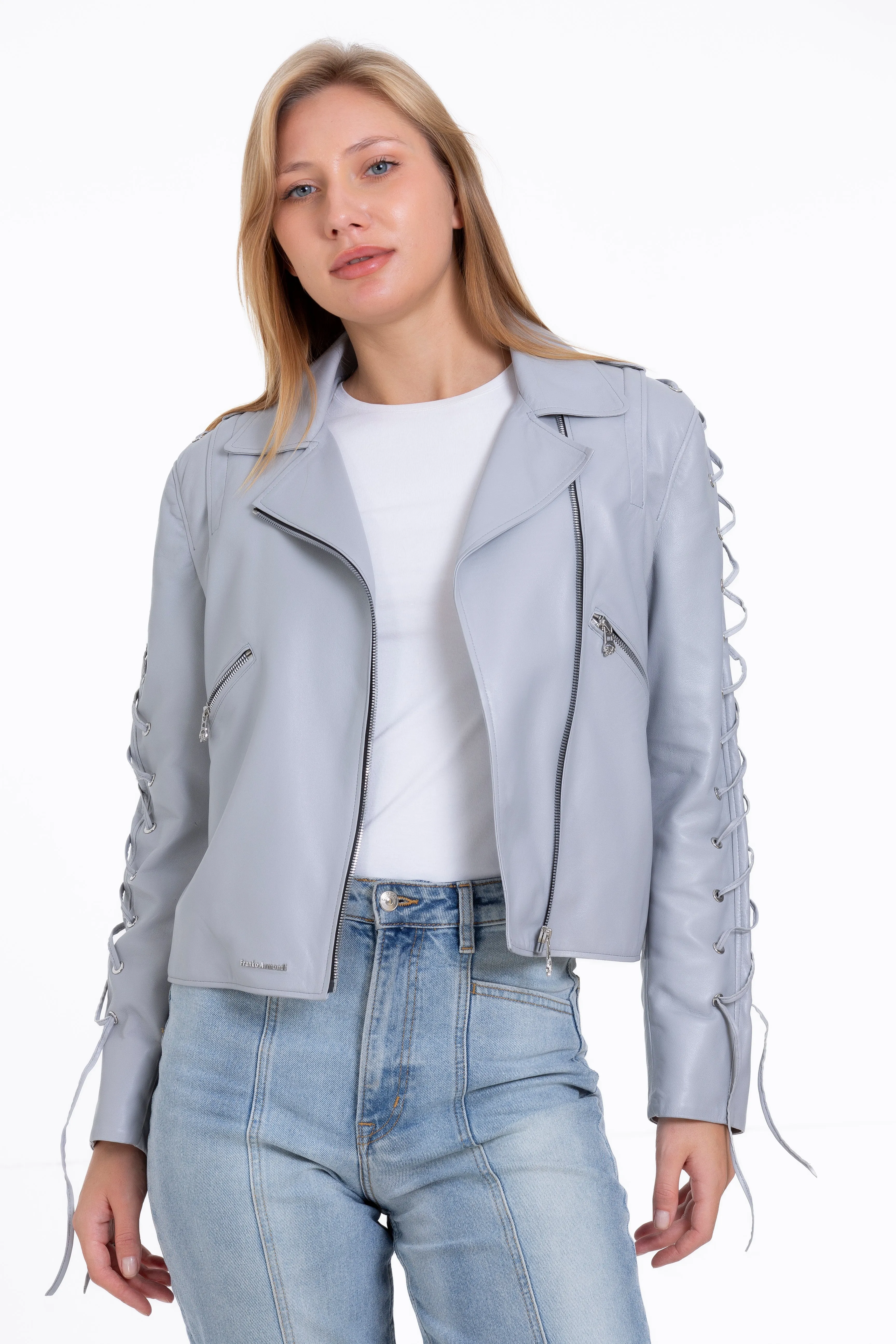 The Isola Leather Gray Women Jacket