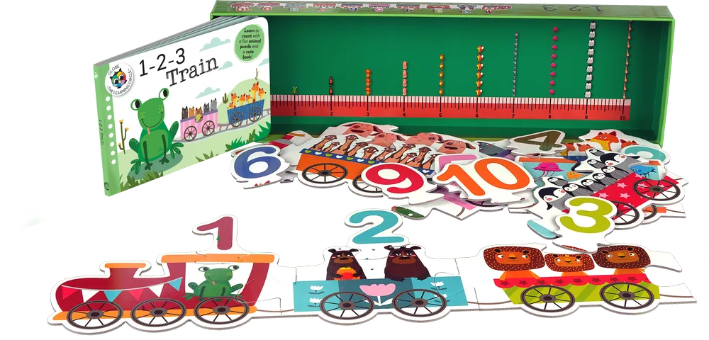 THE LEARNING CIRCLE 1-2-3- TRAIN BOOK AND 20 PIECE PUZZLE