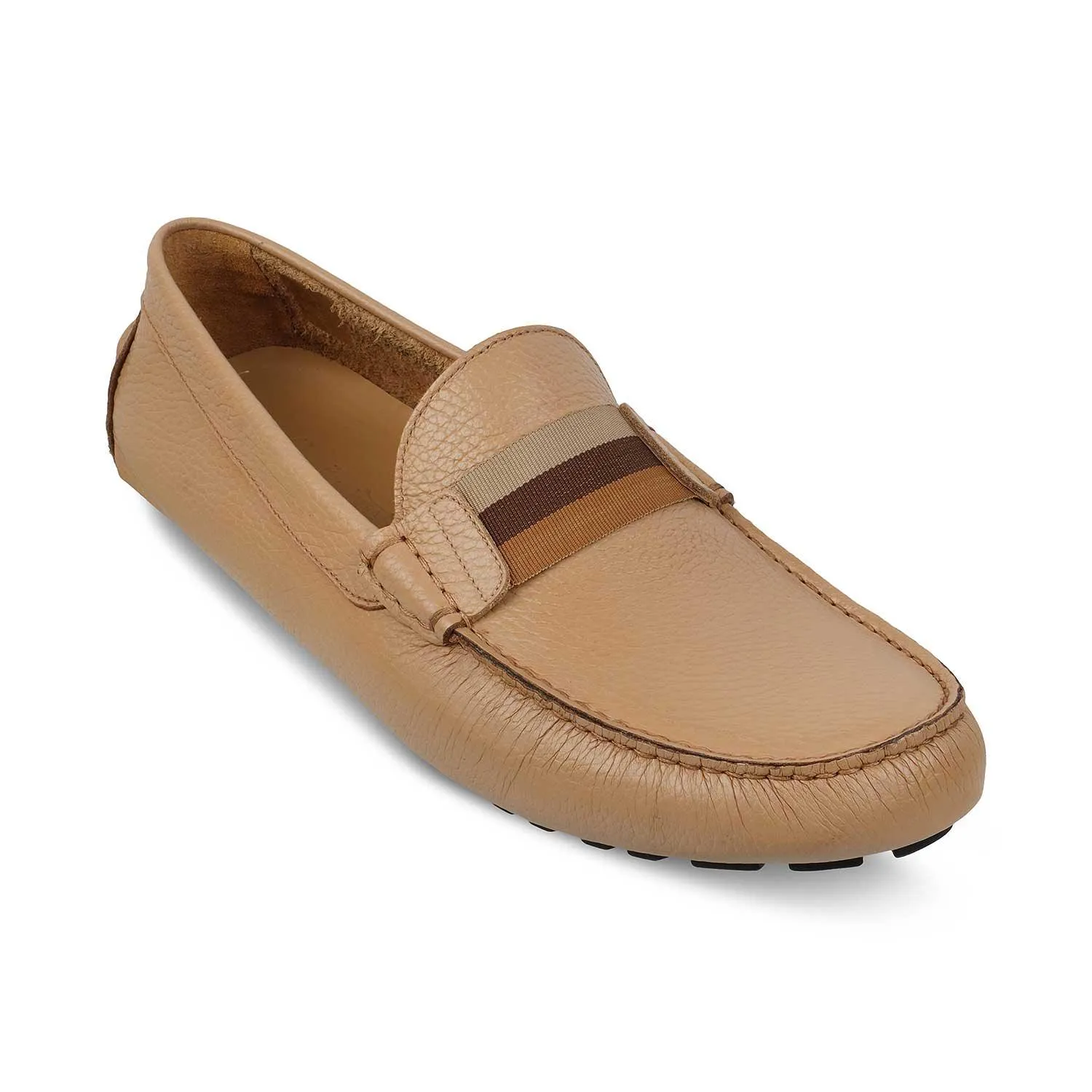 The Macario Beige Men's Handcrafted Leather Driving Loafers Tresmode