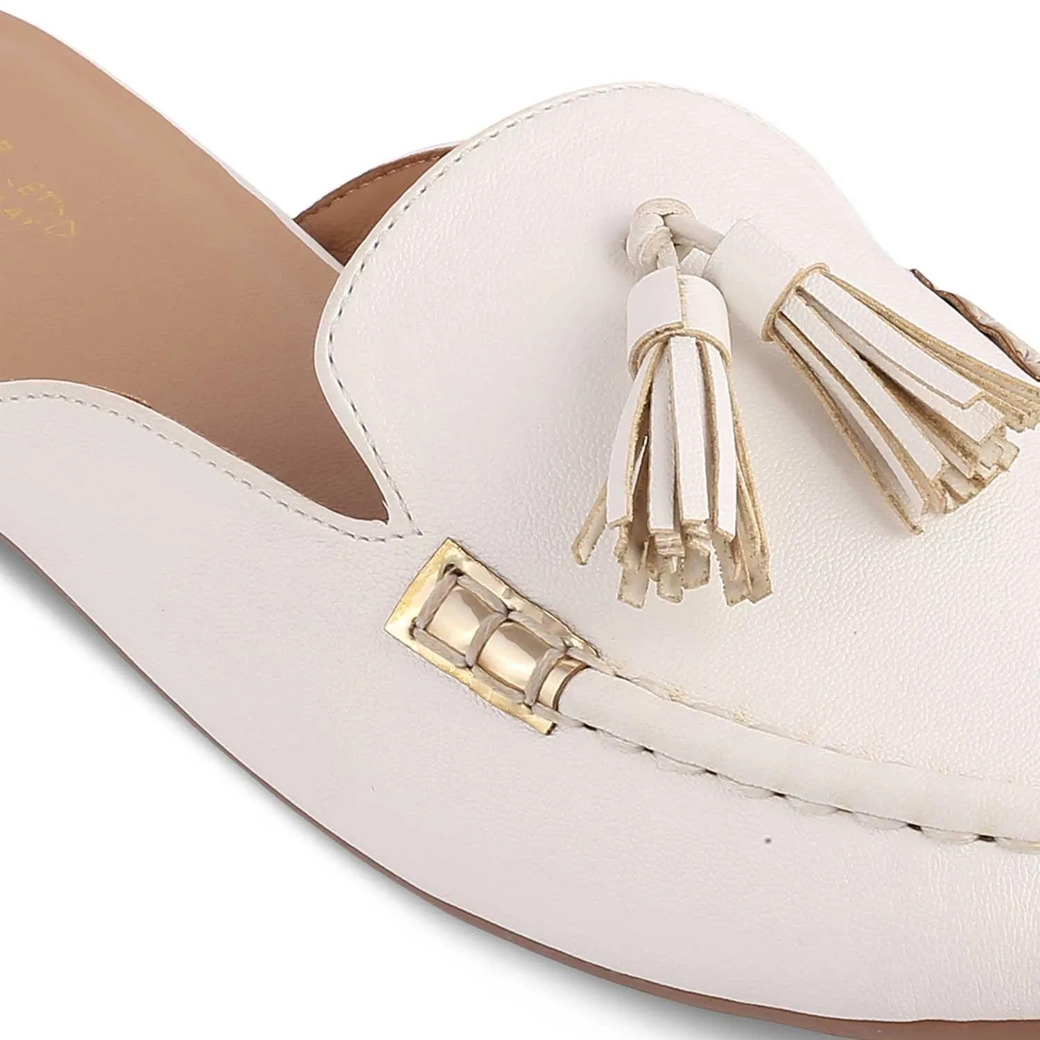 The Massle White Women's Dress Tassel Mules Tresmode