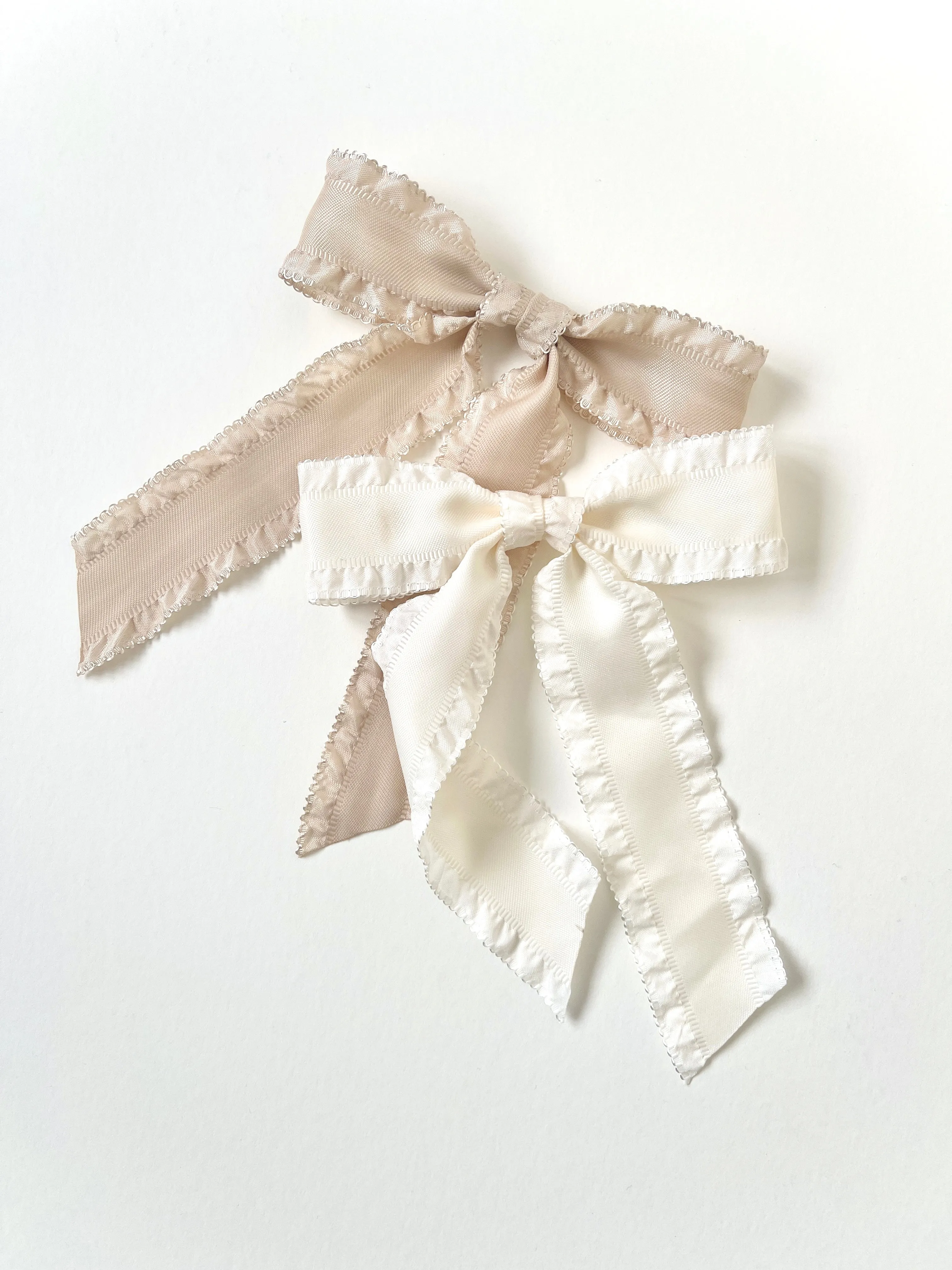 The Mayfair Bow | Lettuce Edge Satin Ribbon | Regency Era Inspired | Luxury Designer Hair Bow