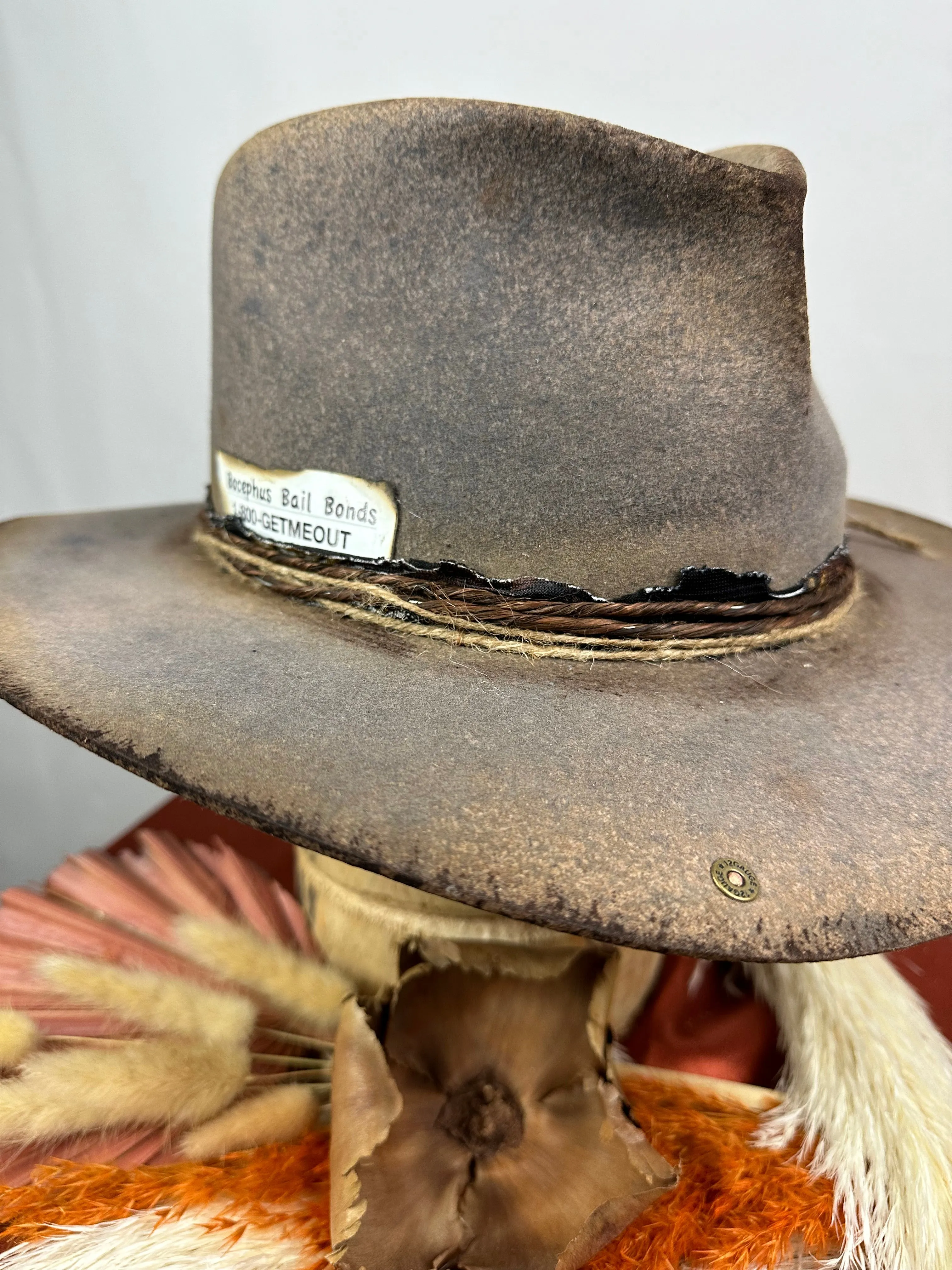 The Moonshiner Brown and Black Distressed Cowboy Hat