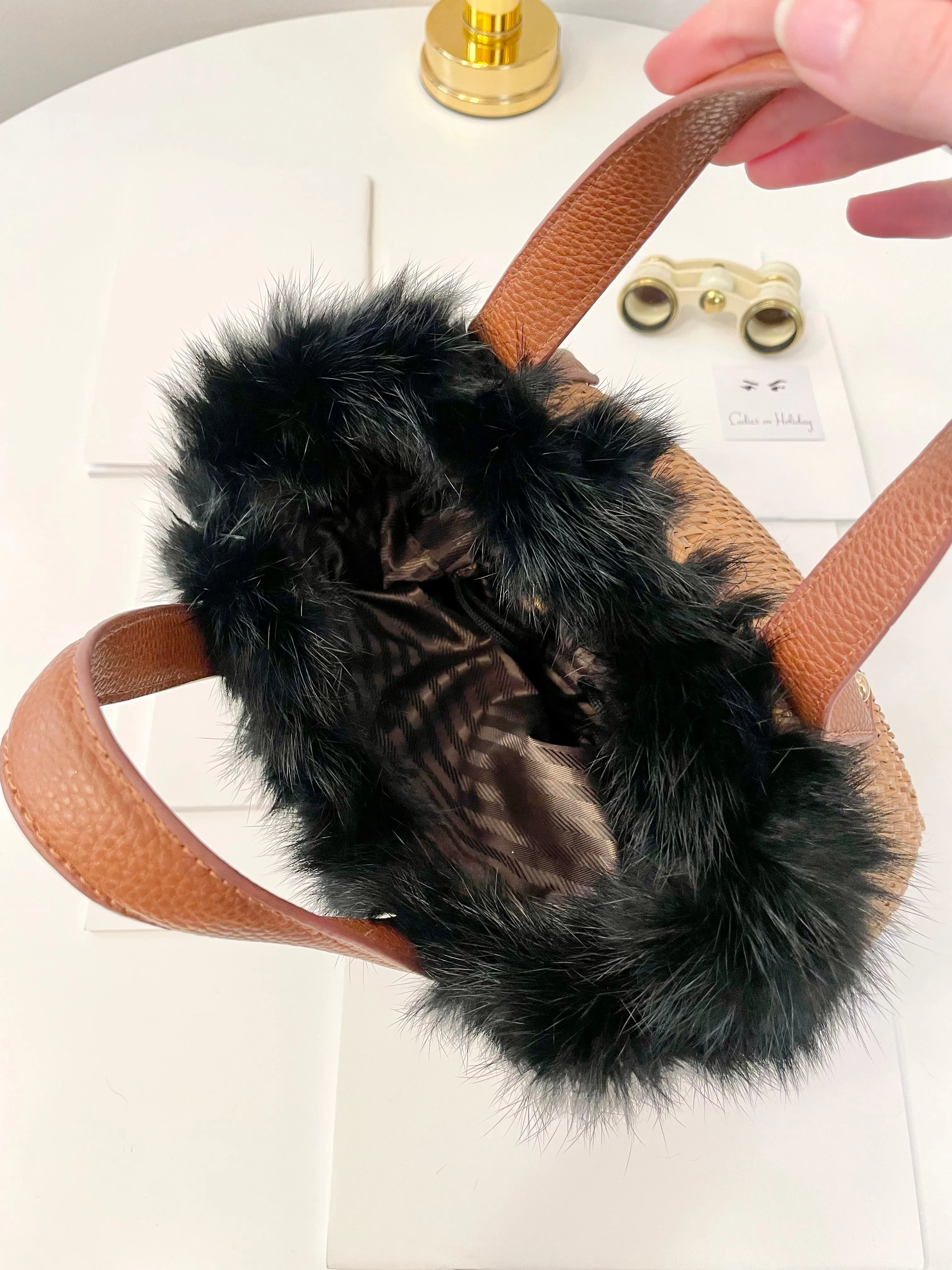 The most divine fox fur trim basket bag.... so preppy