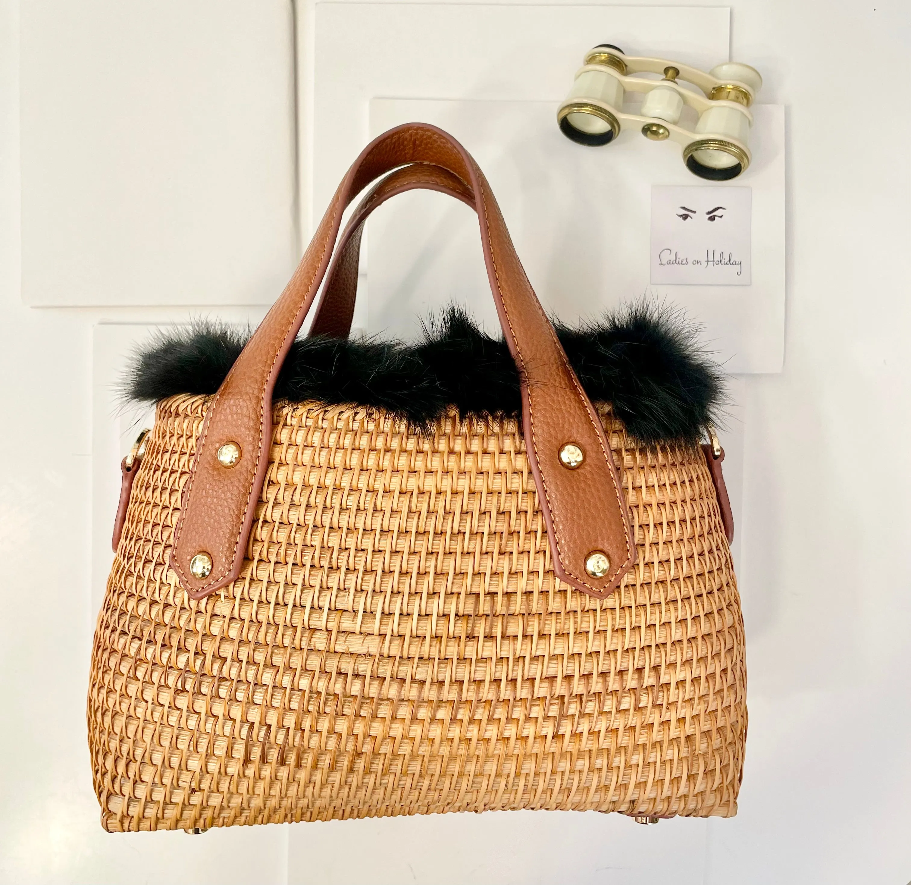 The most divine fox fur trim basket bag.... so preppy