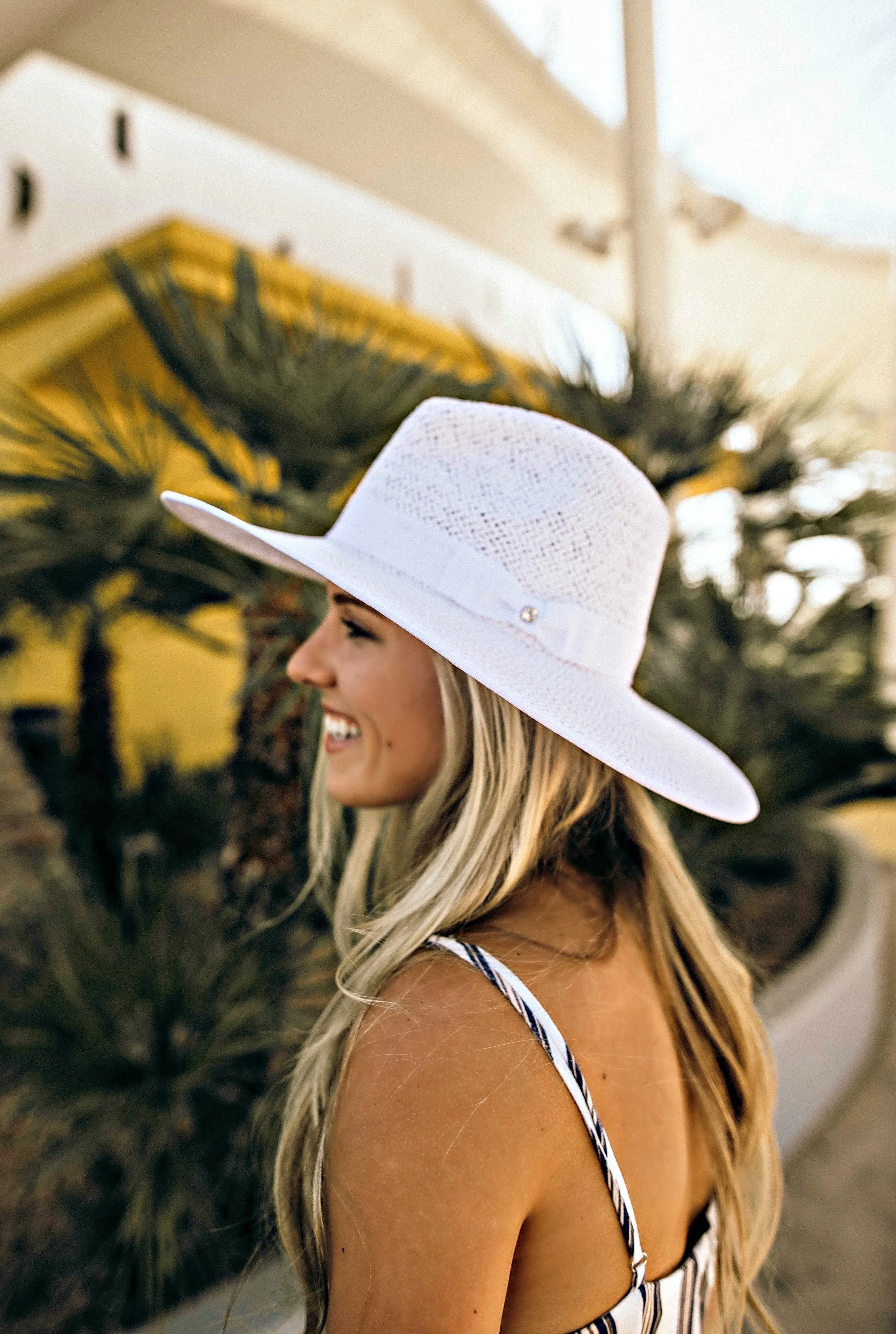 The Palm Desert Straw Panama in White